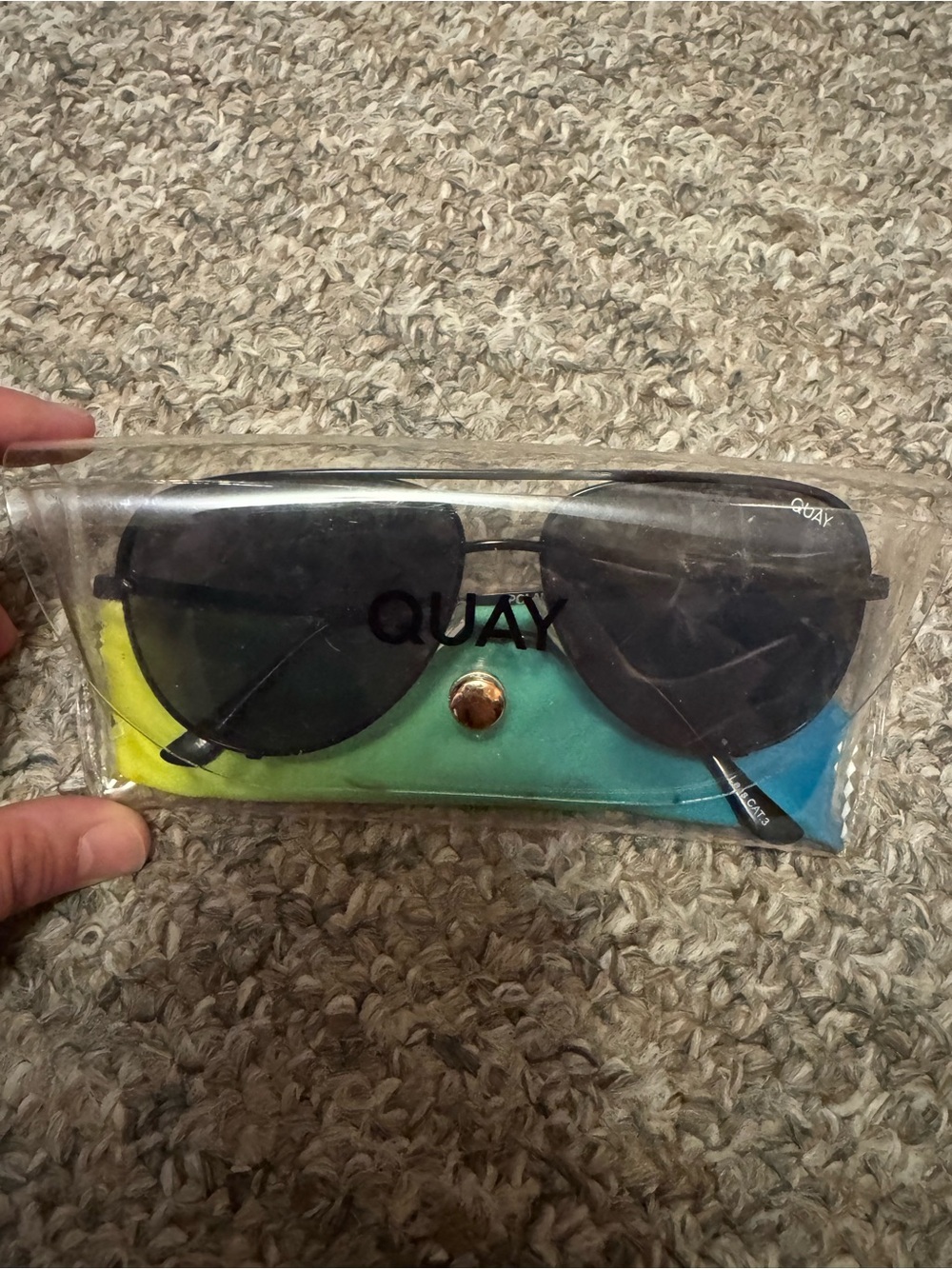 QUAY Black Aviator Polarized Sunglasses